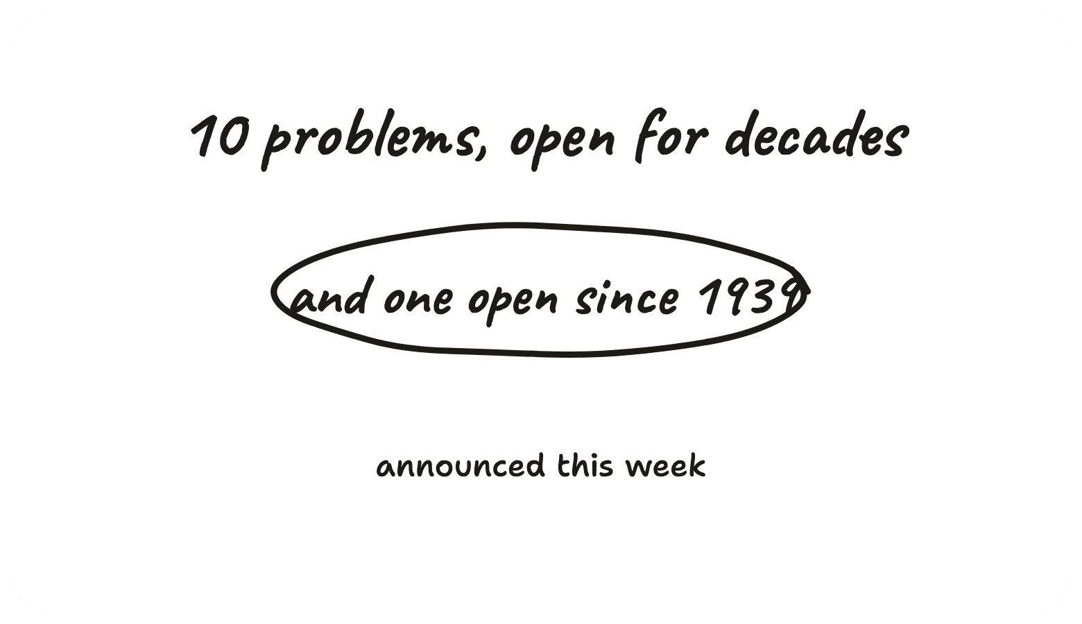 Ten problems open for decades, and one open since 1939, announced this week