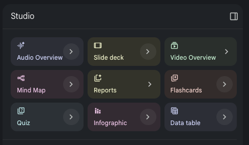 NotebookLM Studio panel with Audio Overview
